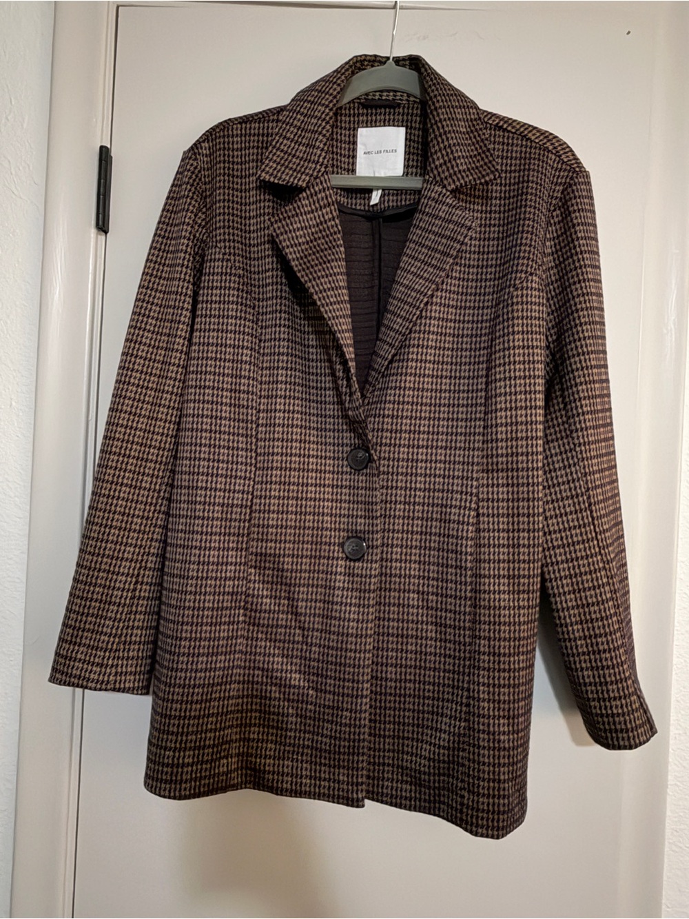 Avec Les Filles Houndstooth Longline Blazer Jacket XS